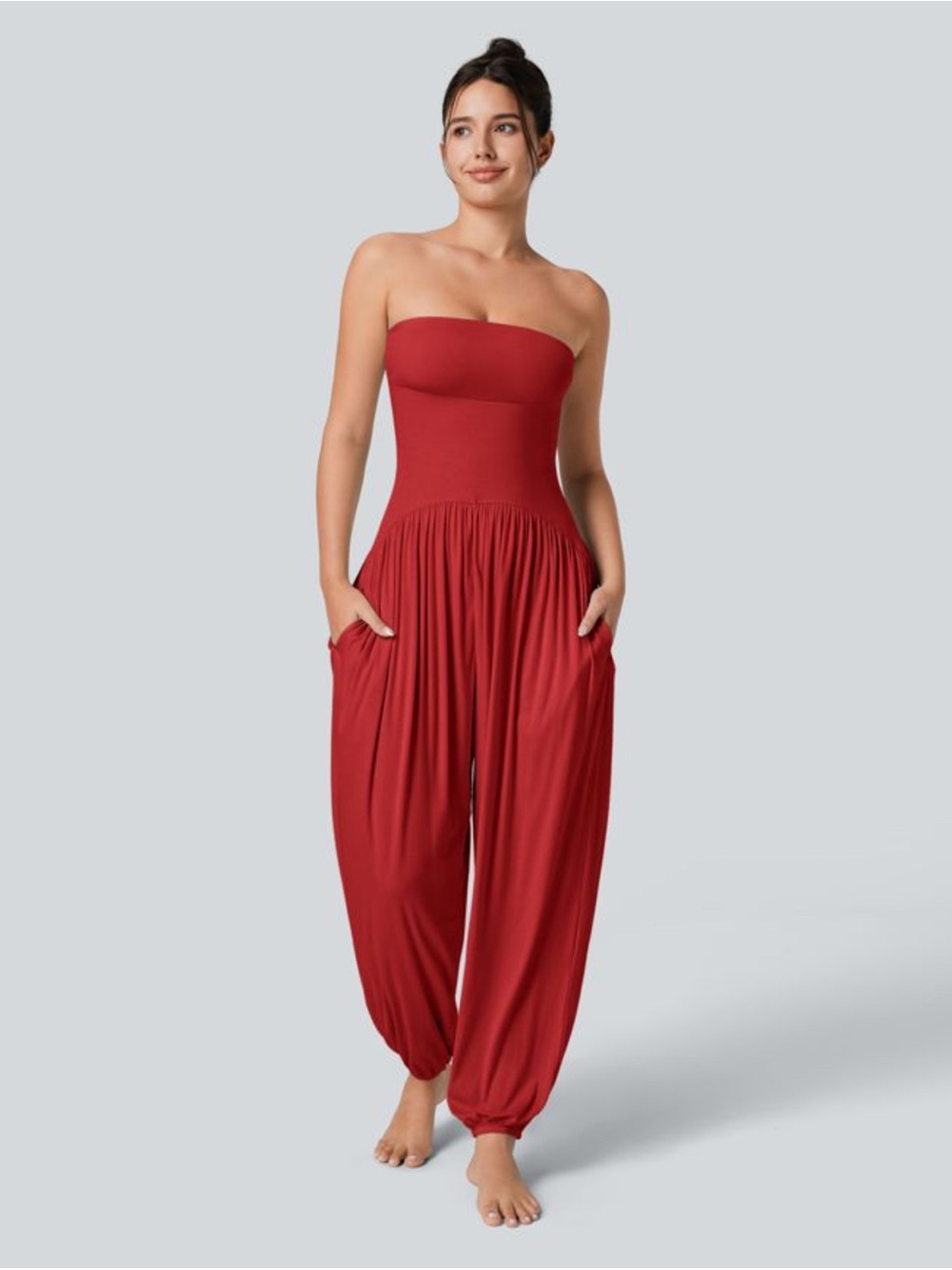 NWT Halara Ribbed Tube Backless Side Pocket Casual Jumpsuit SIZE XL